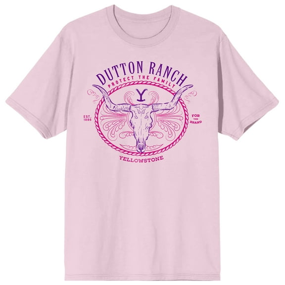 Yellowstone Dutton Ranch Logo Men's Pink Short Sleeve Tee-Medium