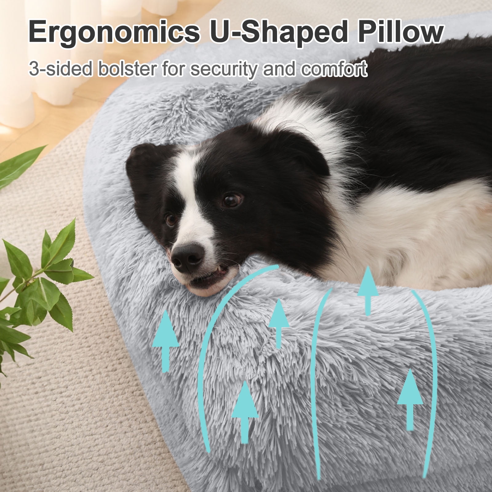 PayUSD Warming Fluffy Orthopedic Dog Beds for Large Dogs,Dog Bed with Plush Thick Egg Foam Support and Non-Slip Bottom, Large Waterproof and Machine Washable Pet Bed Cover