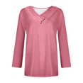 thumbnail image 4 of LEAVINGSUO Long Sleeve T-Shirt Women's Fashion Solid Loose T-Shirt Long Sleeves Blouse V-Neck Casual Tops, 4 of 5
