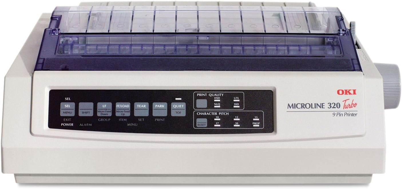 Okidata MICROLINE 320 Turbo Standard 9-Pin Dot Matrix USB Printer – High-Speed Monochrome Impact Printer, P/N: GE7000A
