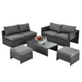 thumbnail image 2 of Costway 6PCS Patio Rattan Furniture Set Space Saving Cushioned Fully Assembled, 2 of 10
