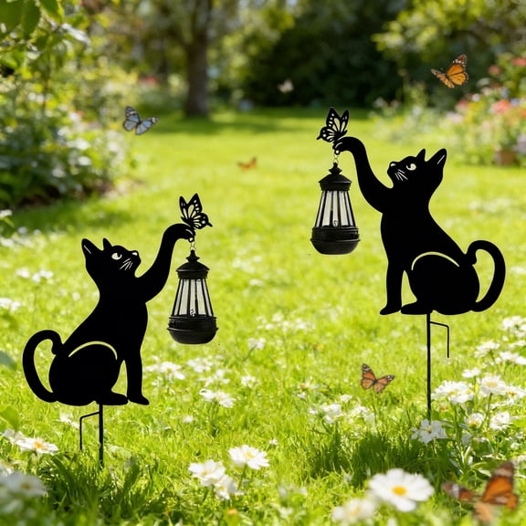 Solar Lights Outdoor Decor with Cat-Shaped,for Patio Decor Garden Decor,Solar Lights Outdoor Waterproof 2PACK