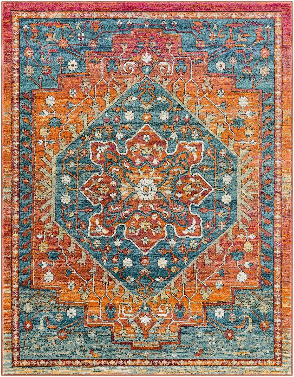 Traditional Herat Collection Area Rug in Terra Cotta Color and