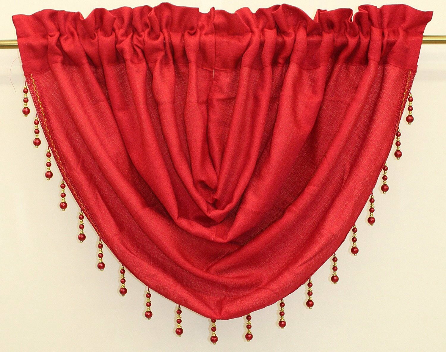 Luxury Home Textile Glam Burgundy Solid Print Rod Pocket Indoor Valances, 54” x 84” (2 Panels)