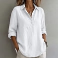 thumbnail image 6 of TGSLY Half Button Down Linen Tops for Women Lightweight Thin Collared Roll Long Sleeve Shirts Loose Fit Dressy Casual Solid Color Blouses XL, 6 of 7