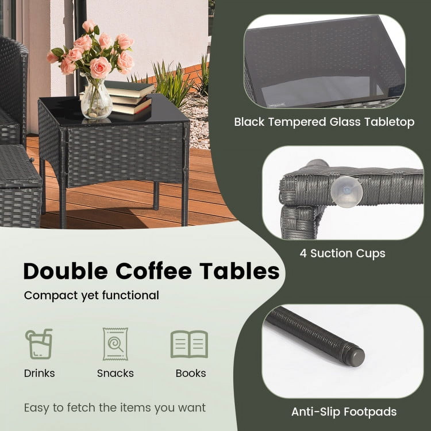 Aimee Lii 7 Pieces Outdoor Wicker Sofa Set with Coffee Table, Backyard Furniture, Rustproof Aimee Lii 7 Pieces Outdoor Wicker Sofa Set with Coffee Table, Backyard Furniture, Rustproof