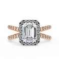 thumbnail image 2 of IGI Certified Lab Grown Diamond Engagement Ring | Center 8x6mm Emerald Cut Split Shank Halo Solitaire Wedding Anniversary Rings For Women 14k Rose Gold | F-G, VS-SI Quality (2.15 Ctw) Ring Size-5.5, 2 of 7