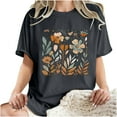 thumbnail image 5 of PVCS Womens Tops Clearance Under $5 Women's Fashion Summer Round Neck Drop Sleeves Leisure Short Sleeve Flower Printing Tops, 5 of 7