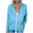 thumbnail image 3 of Women's Long Sleeve Lightweight Upf Sun Protection Jacket Coat Windbreaker with Double Pockets Zippered Front for Casual Travel Hiking Outdoor Essentials | CSEONE,Light Blue XL, 3 of 9