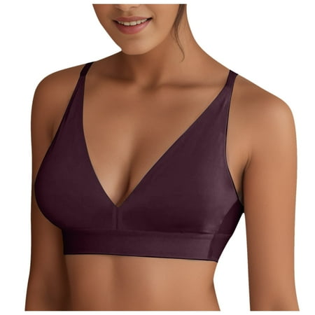Quealent Maternity Nursing Bras for Women Crossover Wireless Sleep Breastfeeding Lounge Pregnancy Bra Comfortable (Purple XL)
