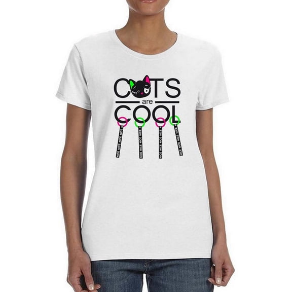 Cats Are Cool Wink Keychain Shaped T-Shirt Women -Image by Shutterstock, Female XX-Large