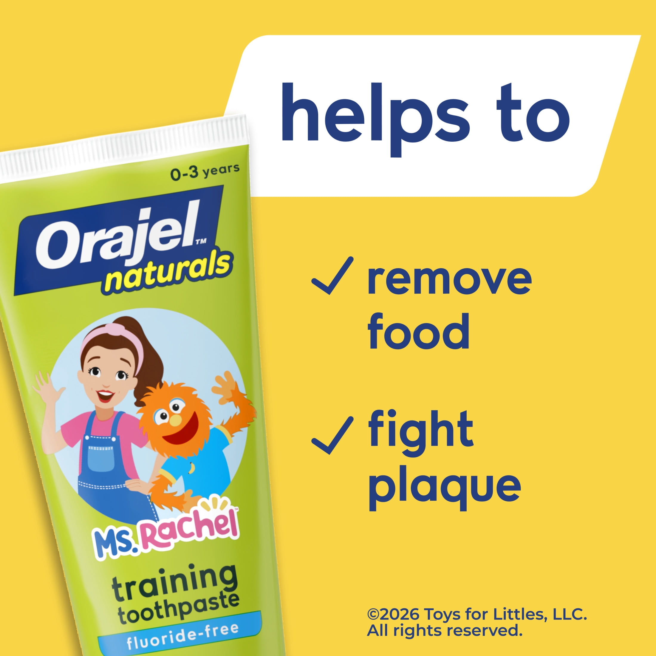Orajel Naturals Ms. Rachel Training Toothpaste and Toothbrush, Natural Watermelon, 1 oz