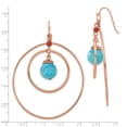 thumbnail image 2 of Shepherd hook Copper-tone Aqua and Brown Beads Long Drop Dangle Earrings 70x55mm Wide Dangle Earring for Women, 2 of 2