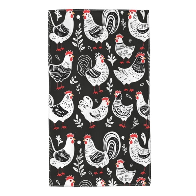 Balery Laying Hens And Roosters Toalla de Microfibra Premium con Estampado – 27.5x16 pulgadas, Alta Absorción, Suave y Aterciopelada, Secado Rápido