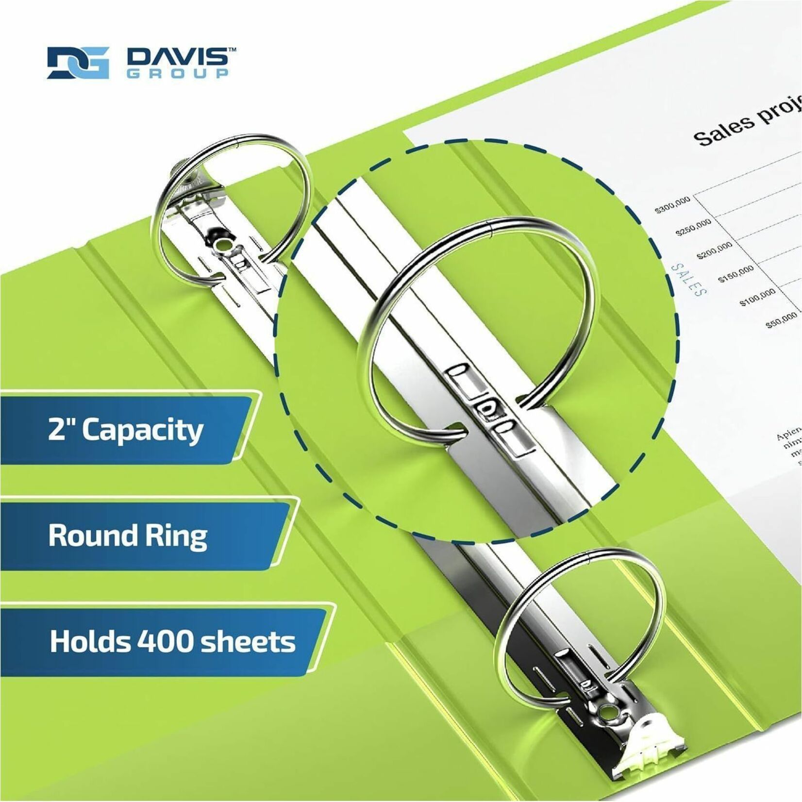 Davis Group Premium Economy, Round Ring, Binder, 6 Pack (Lime Green, 2")