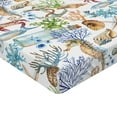 thumbnail image 4 of Ambesonne Ocean Themed Fitted Sheet, Nautical Fish Corals, Twin XL Size, Pale Caramel Sea Blue, 4 of 5