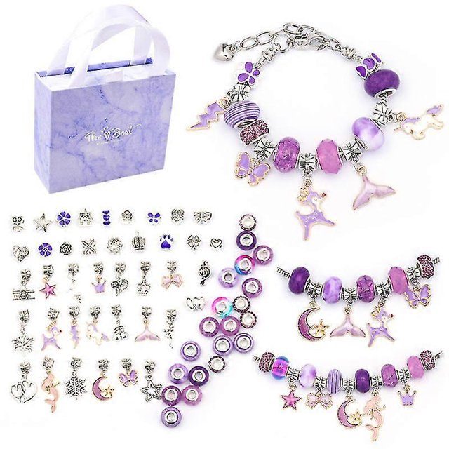 CHAO Kit para hacer pulseras con dijes, regalo de joyería artesanal para niñas y adolescentes, color morado