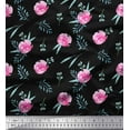 thumbnail image 1 of Soimoi Black Cotton Duck Fabric Flower & Leaves Watercolor Print Sewing Fabric Yard 42 Inch Wide, 1 of 3