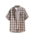 thumbnail image 1 of Camisas de los Hombres de Manga Larga Casual Botón de Comprobación Bolsillo Solapa Camisa de Moda, Poliéster Cuadrado, 1 of 7