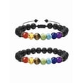thumbnail image 1 of Pulseras Parejas Piedras Volcanicas 7 Chakras Xtellar Color Negro Diámetro 19 cm, 1 of 4