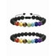 thumbnail image 1 of Pulseras Parejas Piedras Volcanicas 7 Chakras Xtellar Color Negro Diámetro 19 cm, 1 of 4