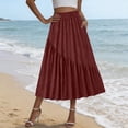thumbnail image 7 of XuJwPNcy Skirts for Women Casual Elastic Waist Ruffle Maxi Skirt Soft Cotton Linen Summer Skirts with Pockets for Beach, 7 of 7