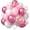 Pink White, variant on Sage Green Gold Balloons, 12 Inch Olive Avocado Retro Green Beige Sand White Metallic Gold Party Balloons for Birthday Baby Shower Wedding Party Decorations