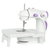 Mini Sewing Machine, Electric Crafting Mending Machine with Extension Table, White & Purple (Style 2)