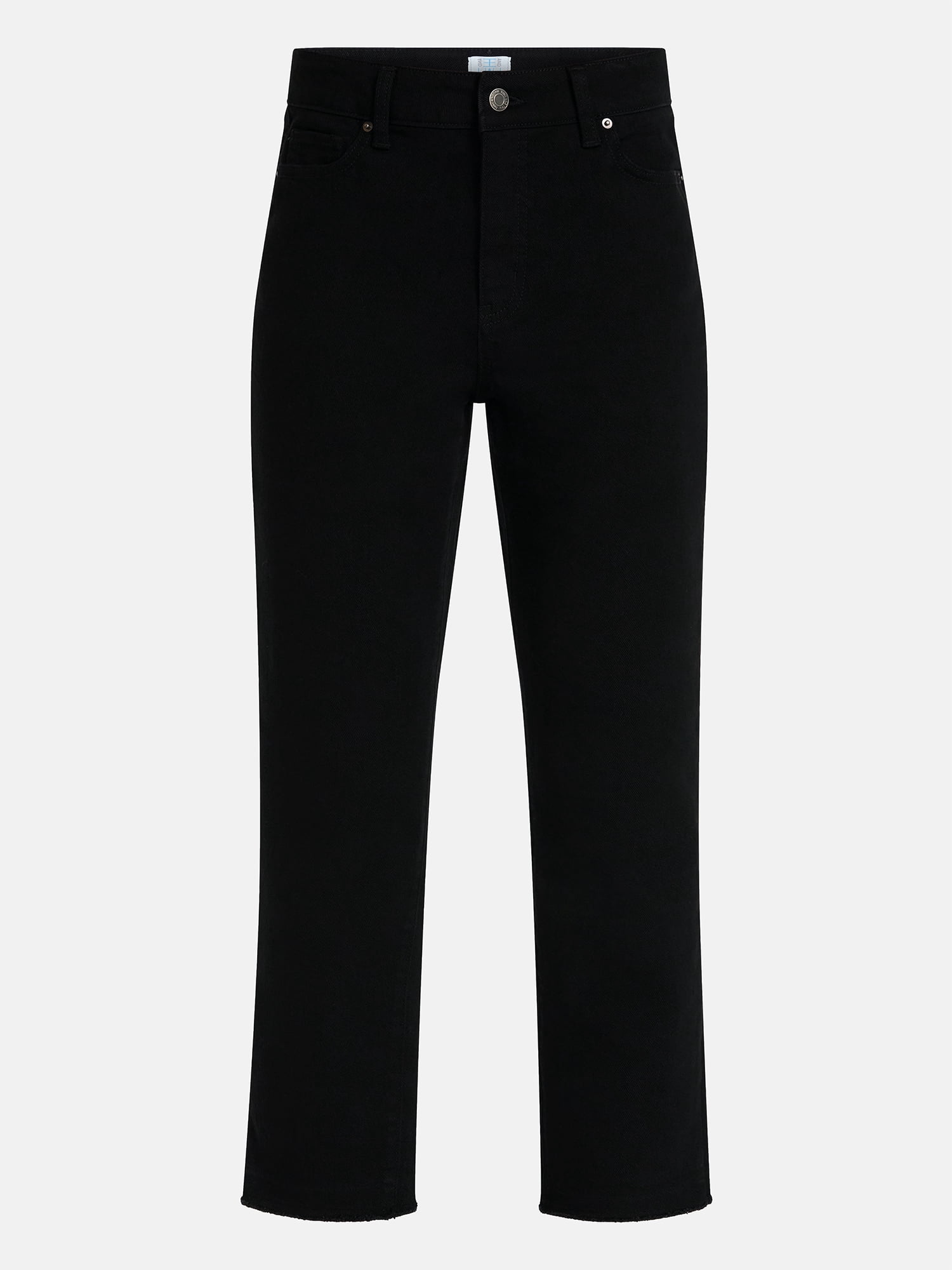 Time and Tru Women's High Rise Straight Leg Jeans with Raw Hem, 27.5” Inseam, Sizes 0-22