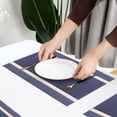 thumbnail image 3 of WWW Heat-Resistant Placemats, Set of 4,Stain Resistant Washable PVC Table Mats,Kitchen Table mats for Dining Kitchen Table Navy Blue, 3 of 6