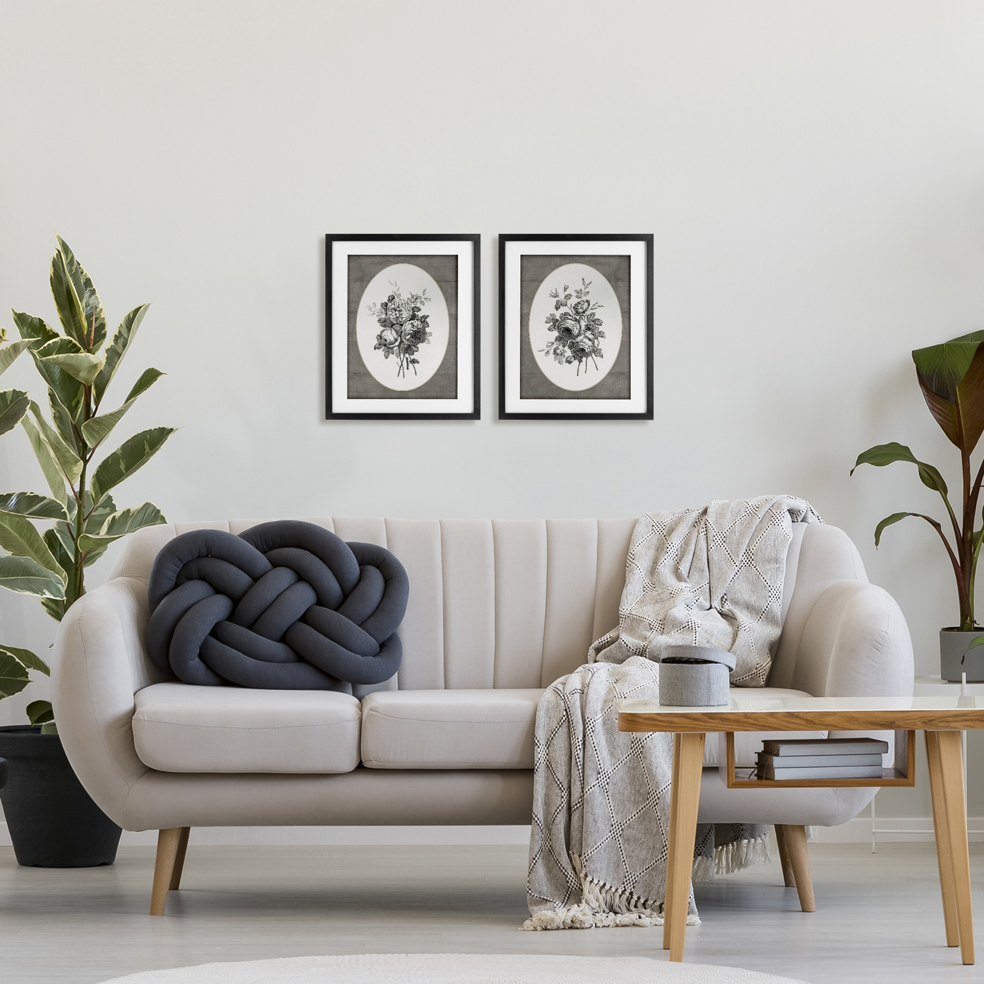 Vintage Petal Bundle Details 2 Piece Black Framed Print Under Glass Set, design by Lettered and Lined