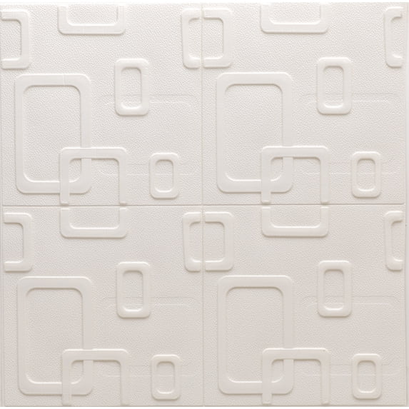 Dundee Deco Peel and Stick 3D Self Adhesive Foam Wallpaper - Beige Cream Circular Shapes, 2.3 ft x 2.3 ft