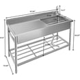 thumbnail image 4 of Évier Utilitaire Autoportant en Acier Inoxydable 47x20 Po Bol Simple avec Robinet Eau Chaude et Froide Support de Rangement Intégré Buanderie Commerciale Ferme Salle de Bain Cuisine, 4 of 7