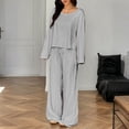 thumbnail image 6 of Stichou Womens Two Piece Matching Lounge Sets Vacation Airport 2026 Spring Outfits Off Shoulder Sweatshirt Wide Leg Sweatpant Set Light Gray S, 6 of 6