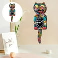 thumbnail image 4 of Resin Creative Personalized Graffiti Cat Wall Clock Clock Clock Pendant Lucky Cat Tail Swing Ornaments, 4 of 7