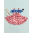 thumbnail image 4 of Bagilaanoe 4th of July Dress for Kids Girls Independence Day Dress Stars Stripe Print Ruffles Sling Dress Toddler Summer Sleeveless Princess Dress, 4 of 9