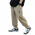 thumbnail image 4 of LYMAYTER Toddler Casual Cargo Pants Boys Solid Color Comfort Elastic Waist Pants with Pockets Soft Daily Wear 4-13Y, 4 of 8
