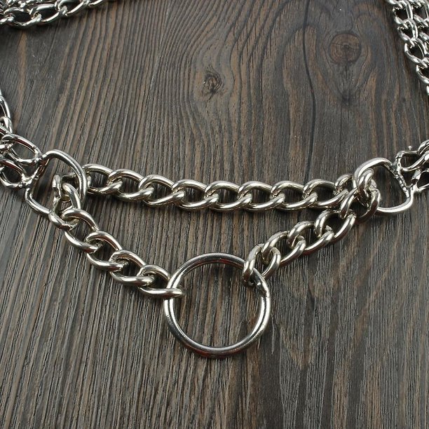 Collar de perro de cadena de acero inoxidable de metal Collar de entrenamiento de gargantilla de cromo de doble fila ajustable