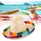 thumbnail image 4 of 1 Uds. Sombrero de paja para mascotas, Sombrero para el sol para gatos, Mini Sombrero mexicano de paja, paja trenzada con ajuste de cuerda de algodón para cachorros, gatos ER, 4 of 5