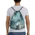 thumbnail image 2 of Drawstring Backpack, Men Ladies Waterproof Sports Backpack Gym Bag-Marble Abstract Art Pattern-Small Size, 2 of 8