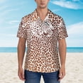 thumbnail image 2 of Bingfone Men's Short Sleeve Button Down Shirts Hawaiian Leopard Brown Printed Beach Shirt, 2 of 7