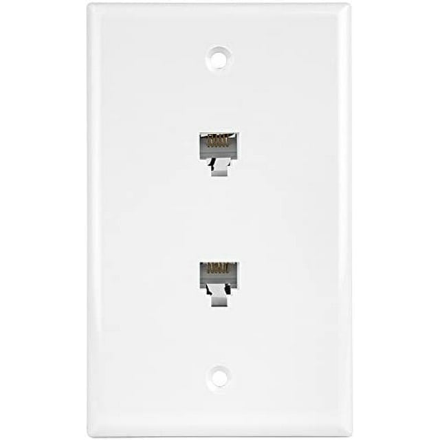 ENERLITES Duplex RJ11 Telephone Jack Wall Plate, 6-Position 6-Conductor 6P6C (2 Line Support), 1-Gang 4.50" x 2.76",