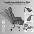 thumbnail image 4 of E-Motie Leather Home Office Chair, High Back Ergonomic Chair with Footrest, 500lb, Gray, 4 of 10