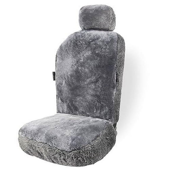 Open Box ZONETECH CAR SEAT COVER, SHEEPSKIN WINTER WOOL AUTO ACCESSORIES 1-PACK - GRAY