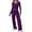 Purple, variant on OIOLOYJM Two Piece Sets for Women Flowy Dressy Lounge Set Fashion Long Sleeve Cropped Tops Wide Leg Drawstring Pants Casual Outfits Spring Summer Vacation Travel Tracksuit Pink S