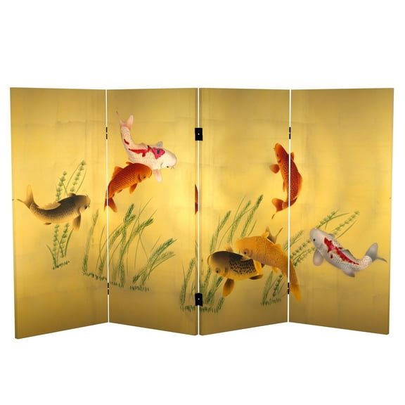Handmade 3' Seven Lucky Fish Canvas Room Divider