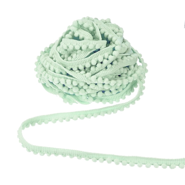 Uxcell 2-Pack Franja de Bolas de Pom Pom, 10 Yardas de Cinta de Pom Pom Mini de 5mm para Decoración del Hogar/Manualidades de Bricolaje, Verde Claro