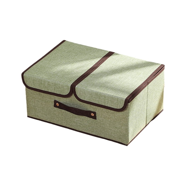 Unbeatable Value,Storage Bins with Double Lids, Foldable Linen Baskets, Removable Divider, Rectangle Organizer, for Bedroom Closet,, Home Office, Durable Linen Material, Space-Saving Design $BS$3