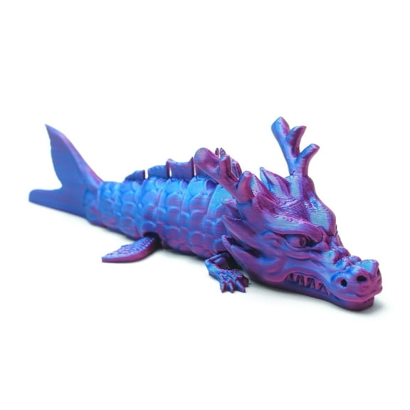 3D printed dragon fish,articulated models,flexible joint animal lacertid figurines, 3D printing stuff cheap,stress relief, fidget restlessness, ADHD toys, surprise fantasy gifts (Red Blue)