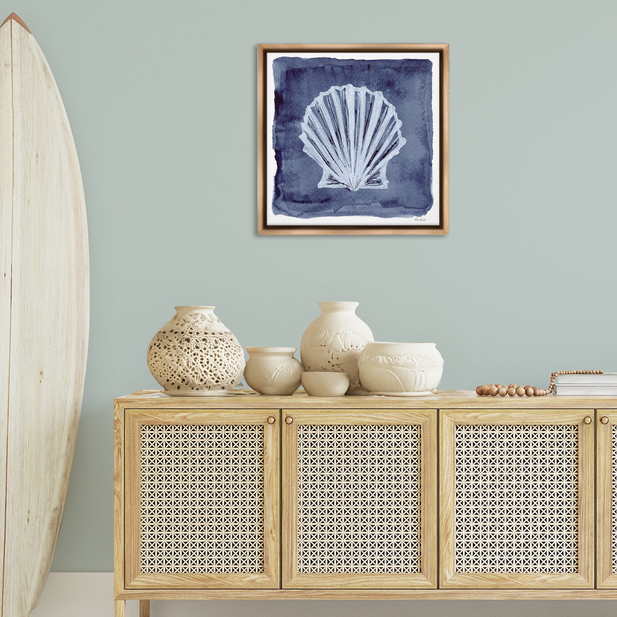 Stupell Industries Clam Shell Impression Animals Painting Brown Floater Framed Canvas Art Print Wall Art, 25 x 25